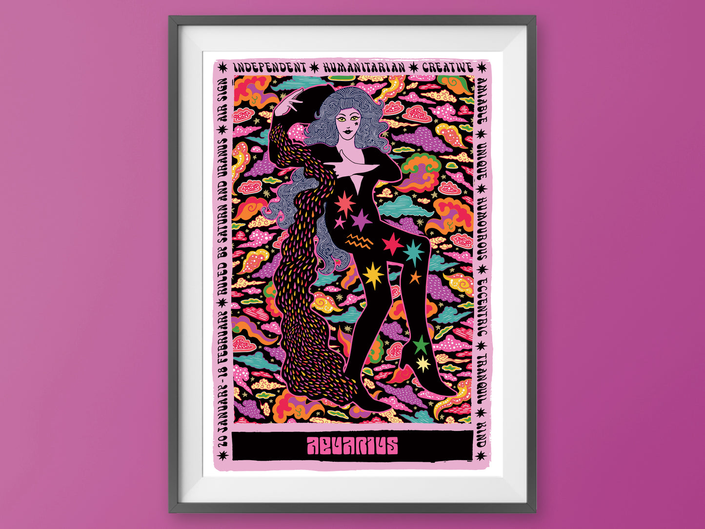 Aquarius Tarot Poster - Zodiac Print
