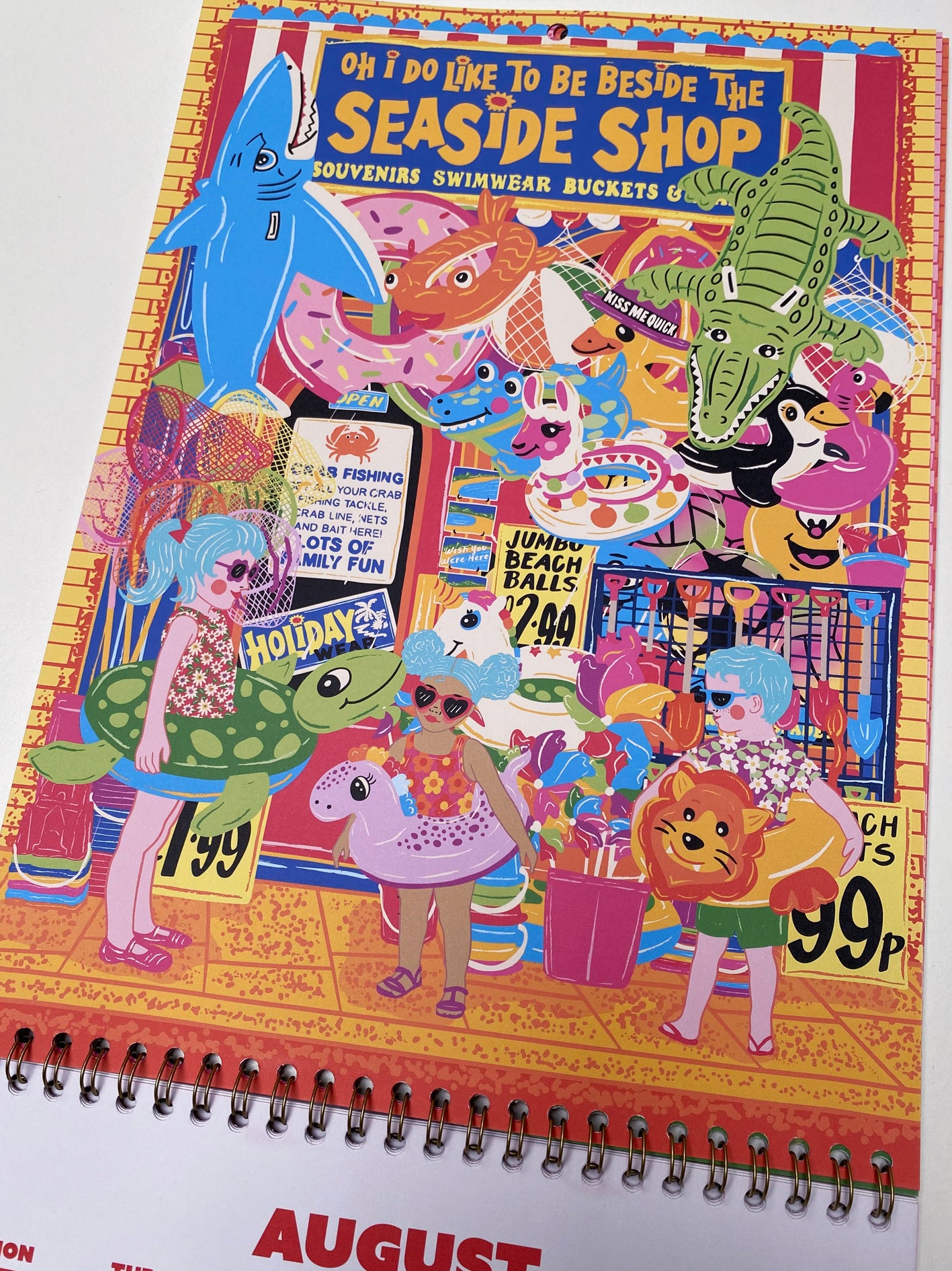 2026 Illustrated Wall Calendar - Retro Shopfronts 2026 Year Planner - 12 Month Hanging Calendar