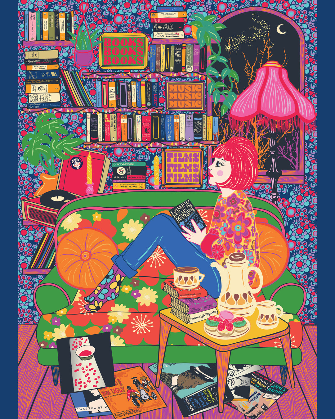 Book Lover Art Print - Bookworm Print - Reading Poster