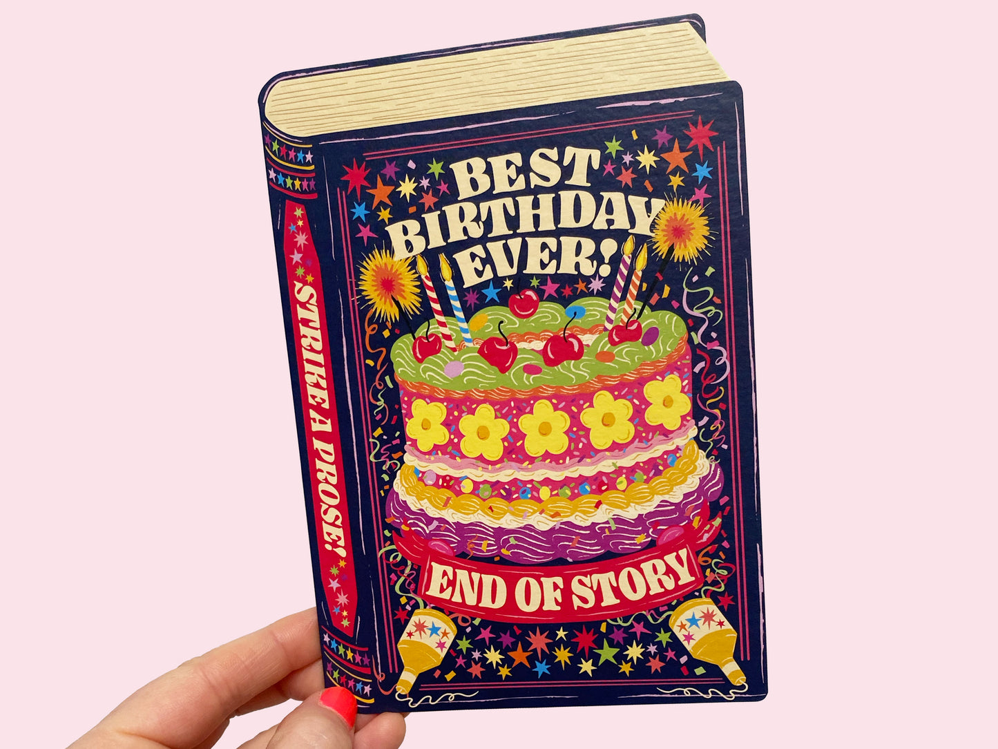 Birthday Book Card - Strike a Prose Bookish Die-Cut Birthday Greeting Card