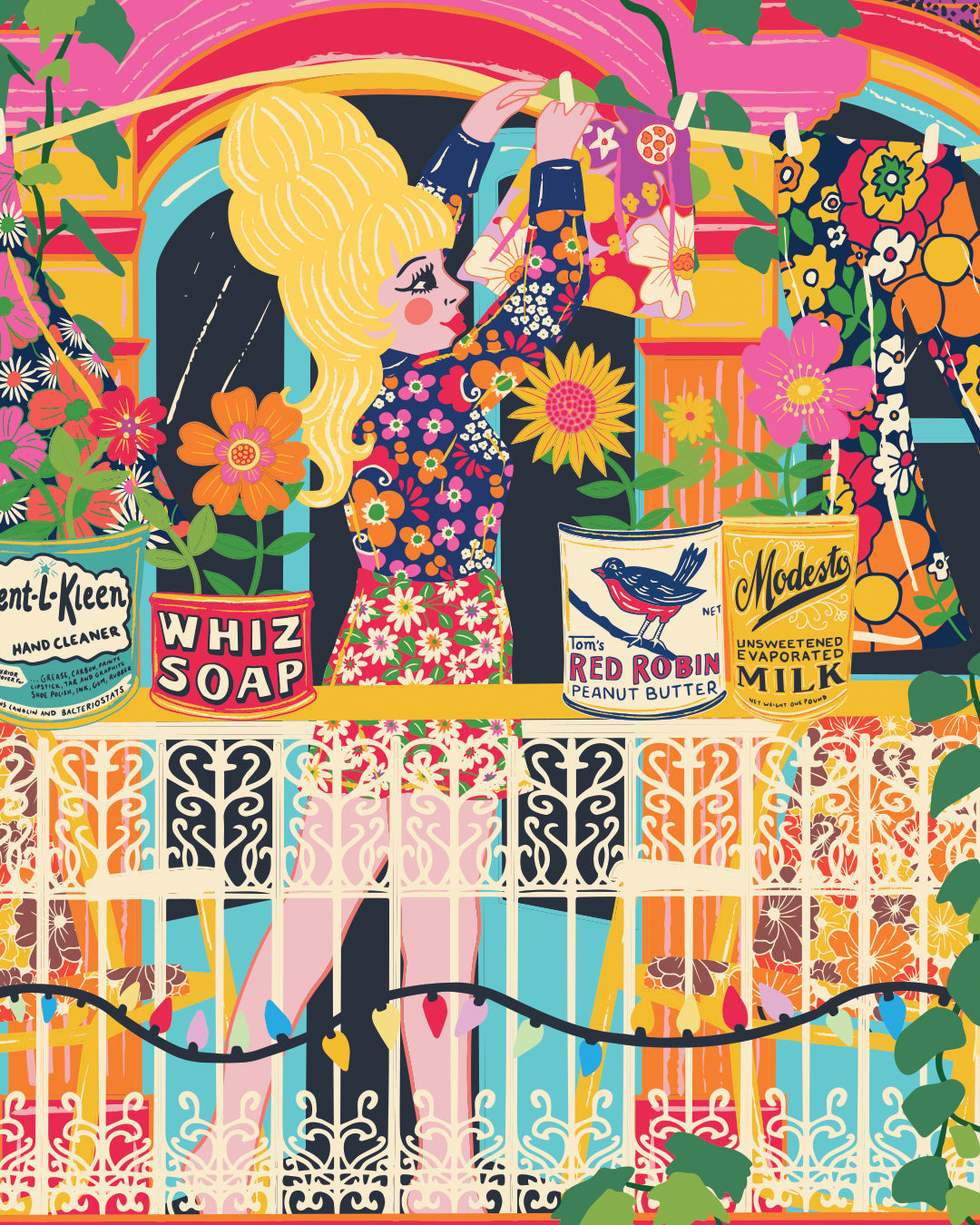 Summer Garden Balcony Art Print - Balcony Garden Poster