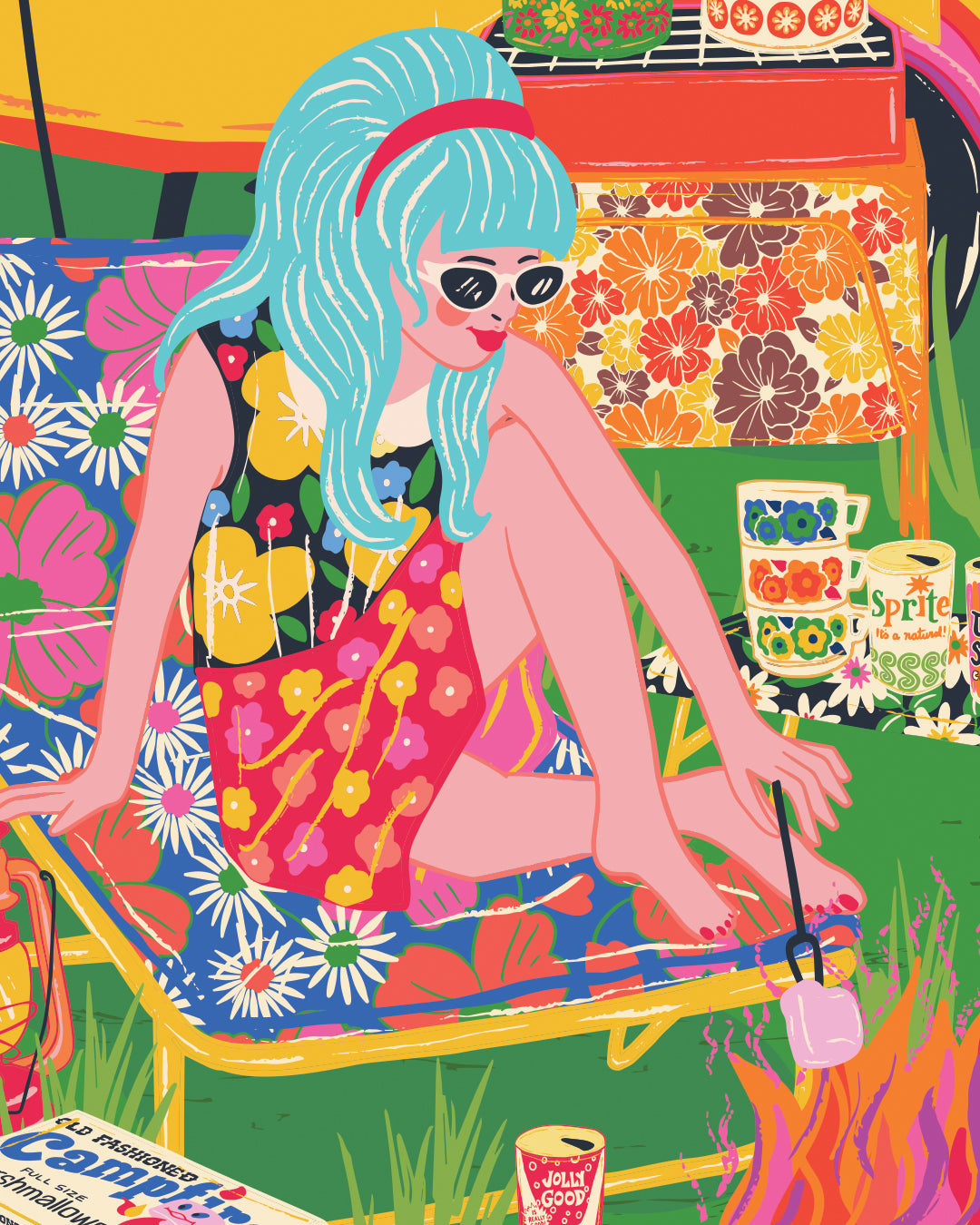 Camping Caravan Poster - Retro Camping Poster