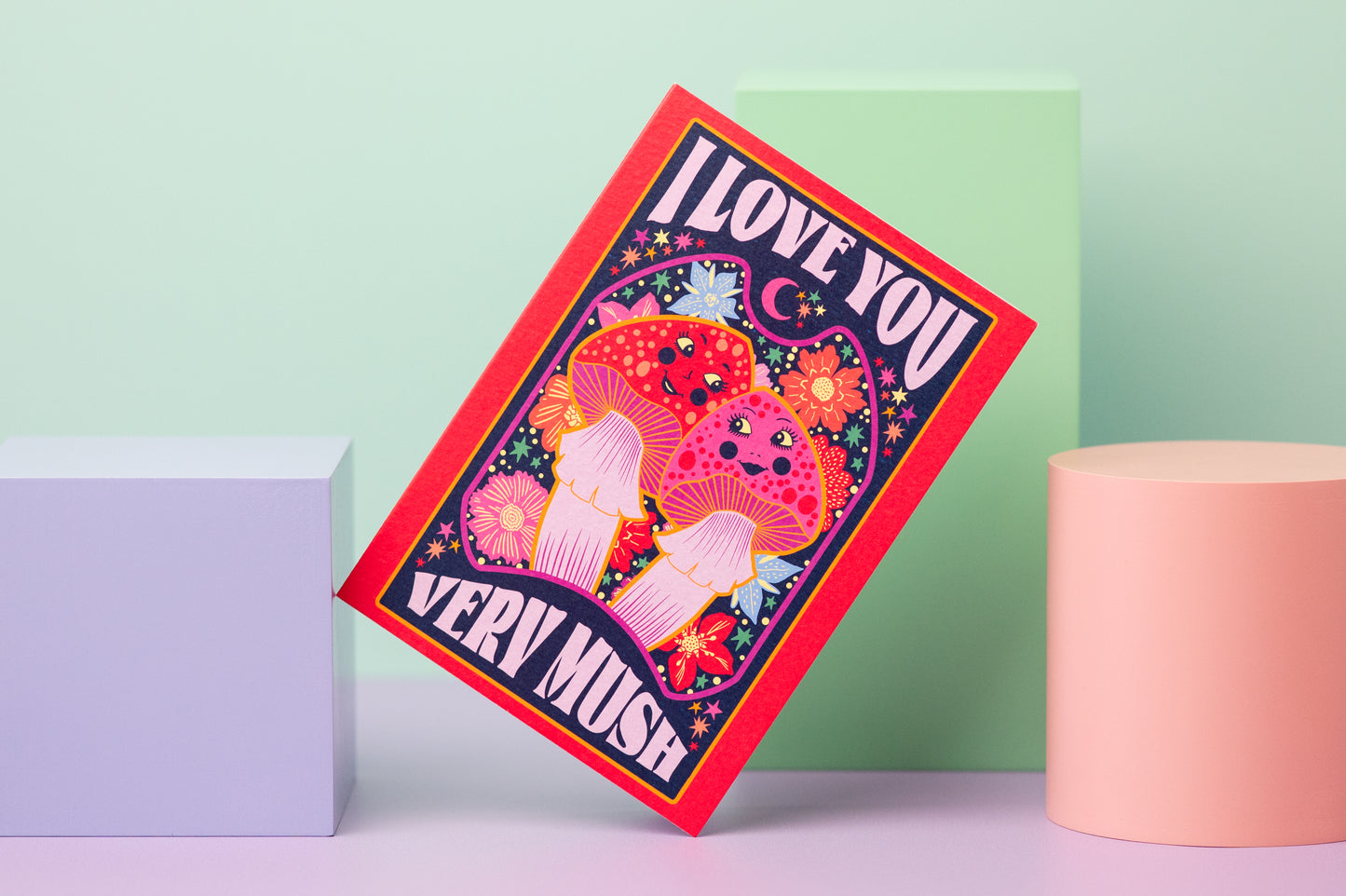 I Love You Very Mush Valentines Greeting Card - Mushroom Valentines