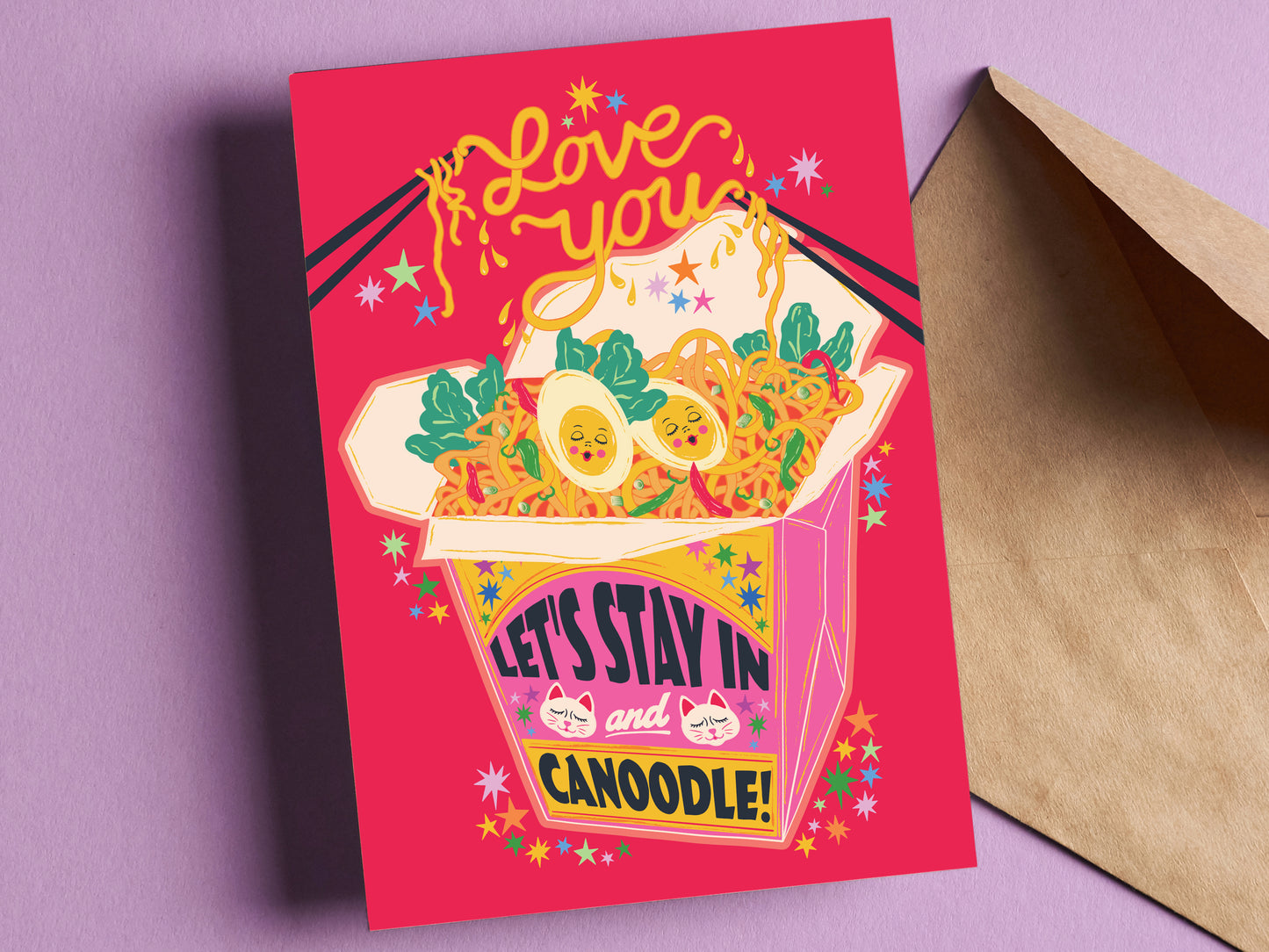 Love You Let's Stay In and Canoodle Greeting Card