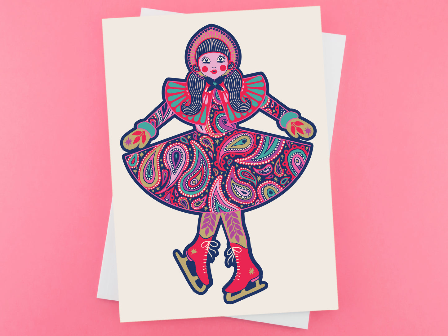 Ice Skater Christmas Greeting Card