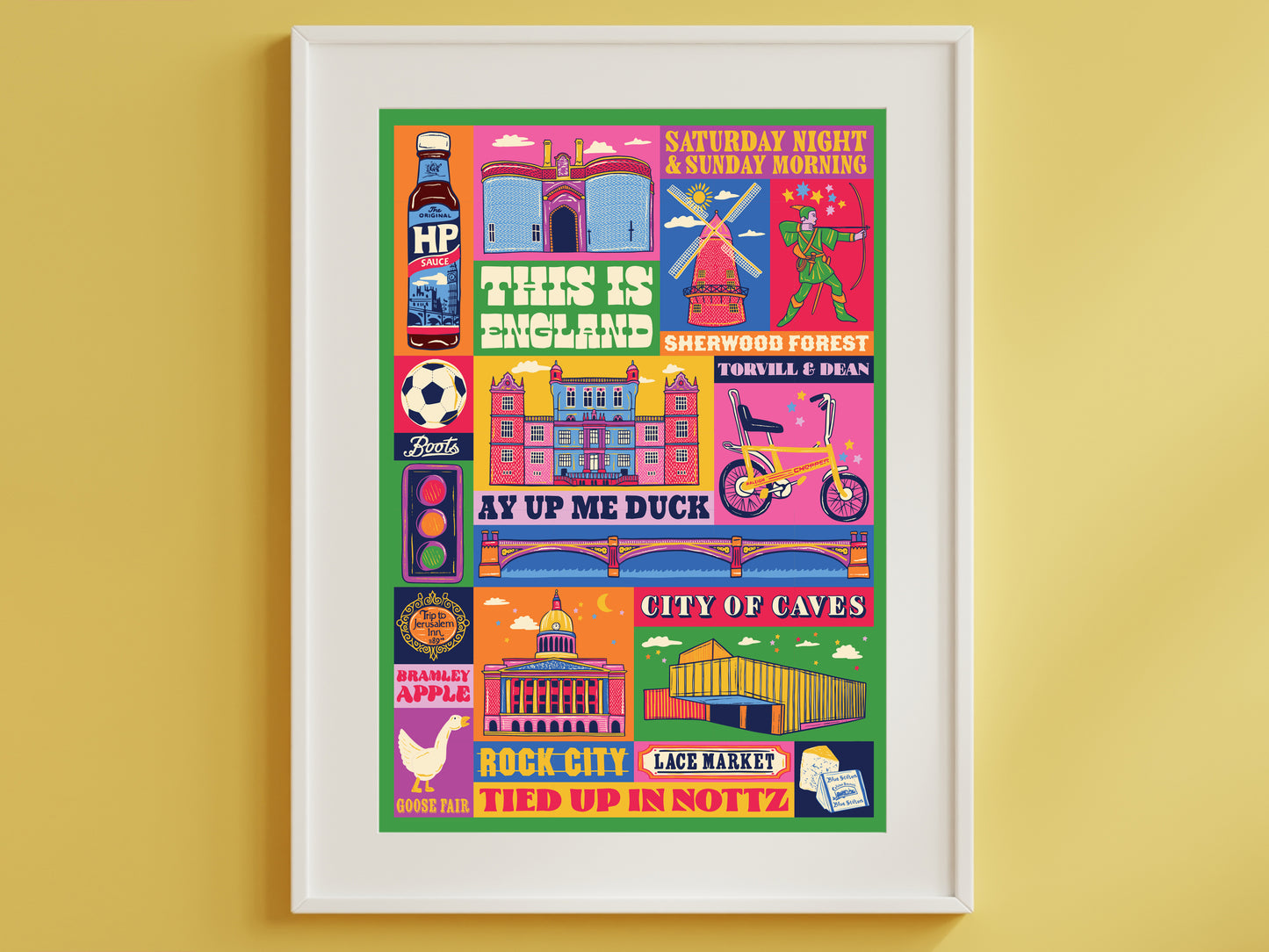 Nottingham Poster - Nottingham England Art Print - Graduation - Housewarming Gift