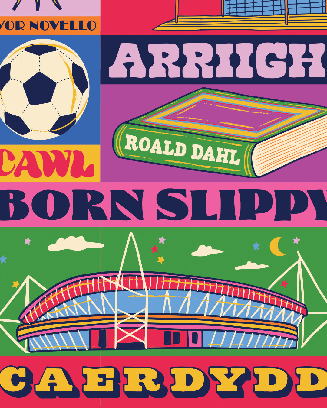 Cardiff Poster - Cardiff Wales Art Print - Welsh Print - Graduation - Housewarming Gift