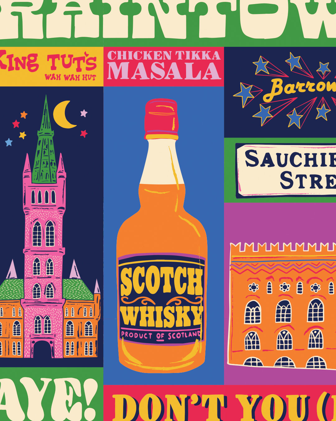 Glasgow Poster - Glasgow Scotland Art Print - Graduation - Housewarming Gift