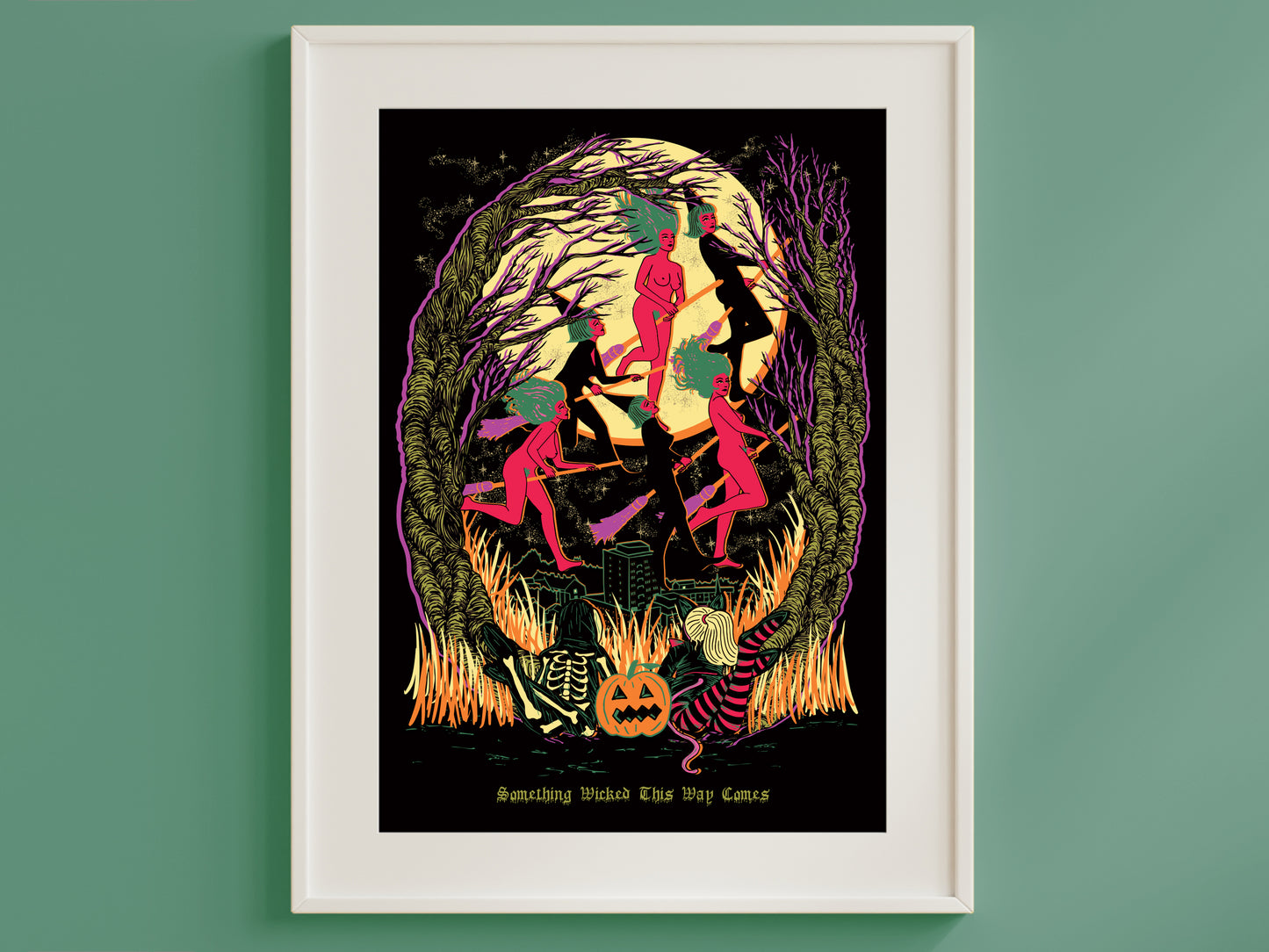Something Wicked This Way Comes Poster - Flying Witches Print