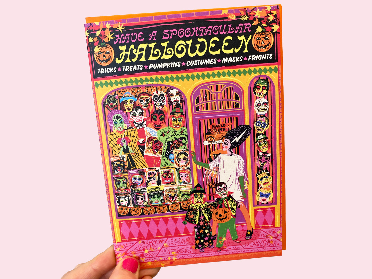 Spooktacular Halloween Greeting Card - Halloween Costume Shop Greeting Card - Retro Costume Party - Fancy Dress