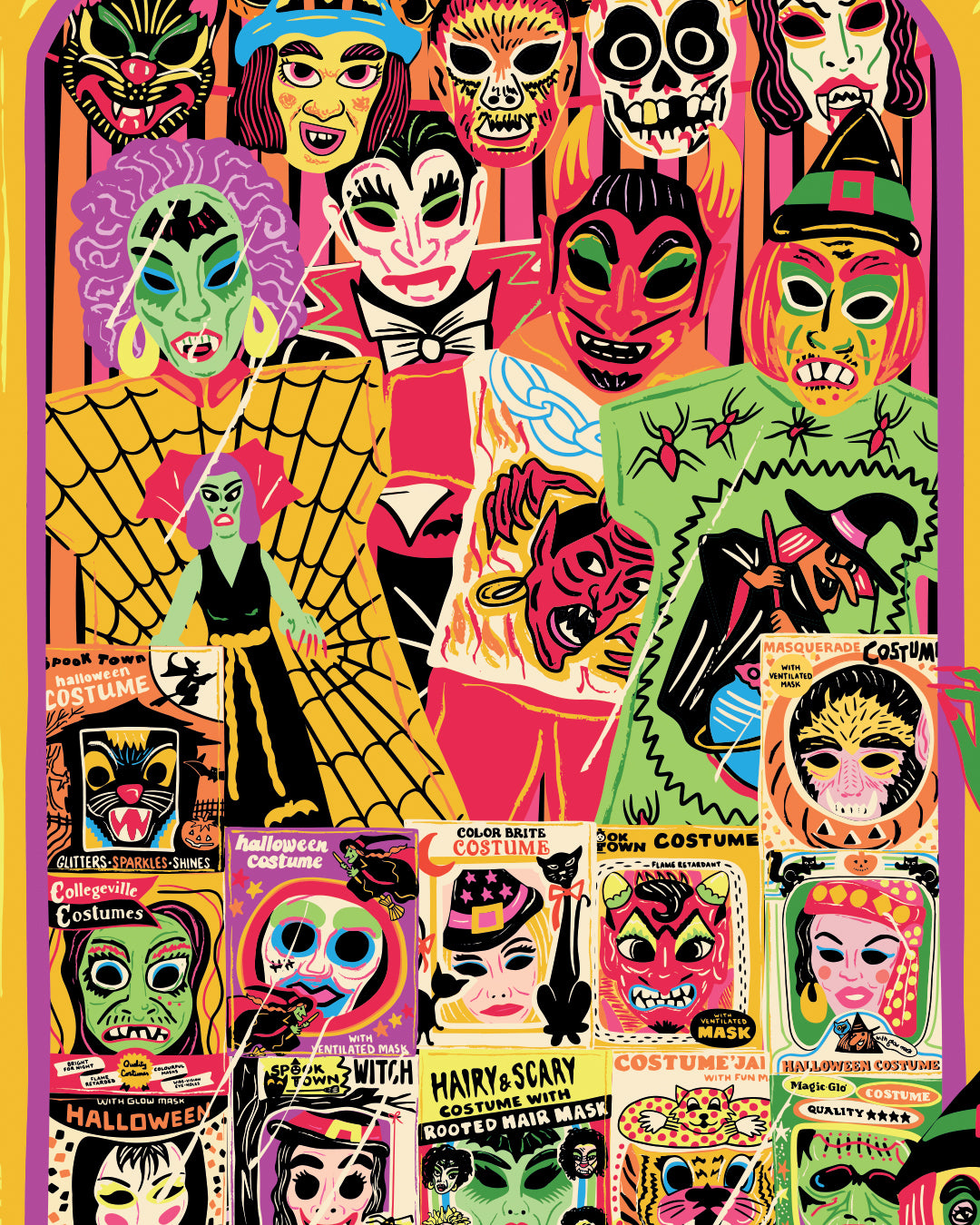 Spooktacular Halloween Poster - Halloween Costume Shop Print - Retro Costume Party - Fancy Dress