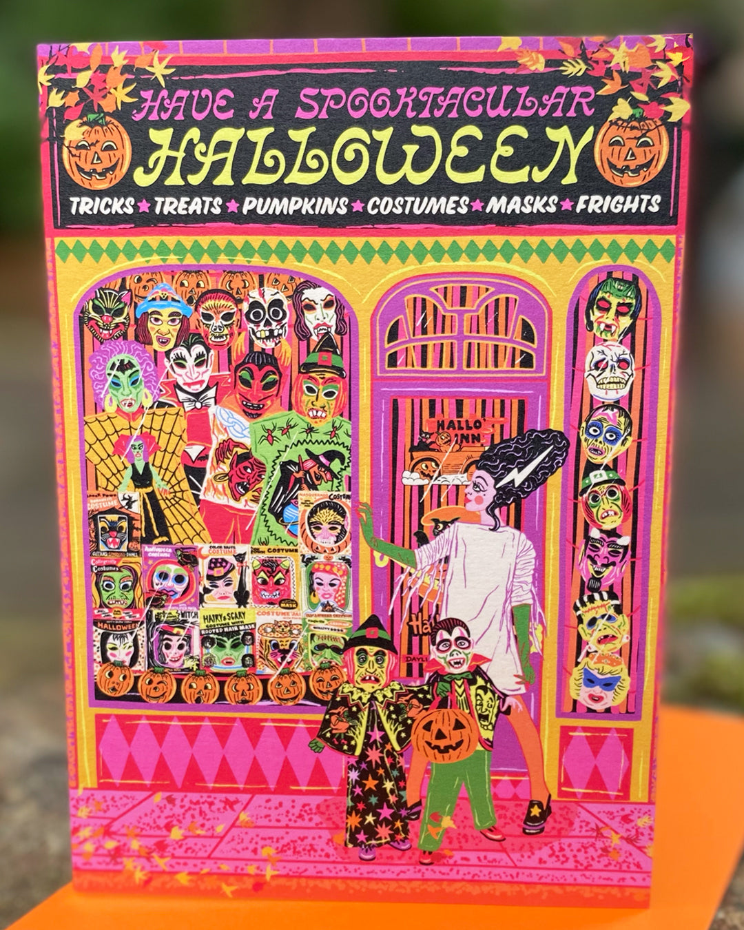 Spooktacular Halloween Greeting Card - Halloween Costume Shop Greeting Card - Retro Costume Party - Fancy Dress