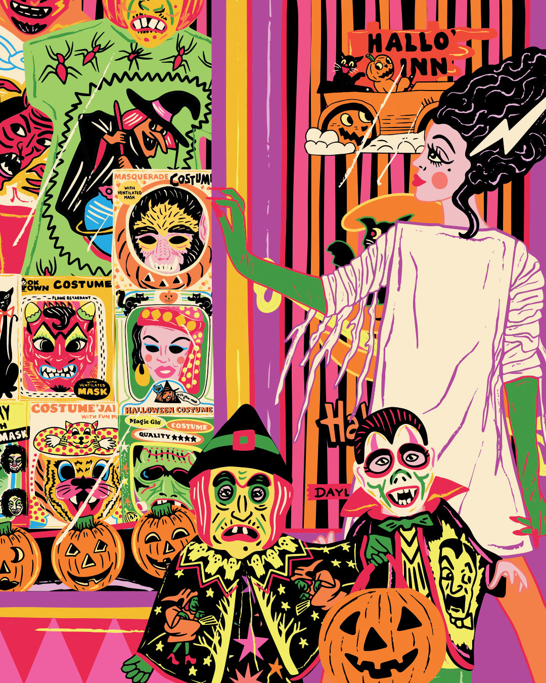 Spooktacular Halloween Poster - Halloween Costume Shop Print - Retro Costume Party - Fancy Dress