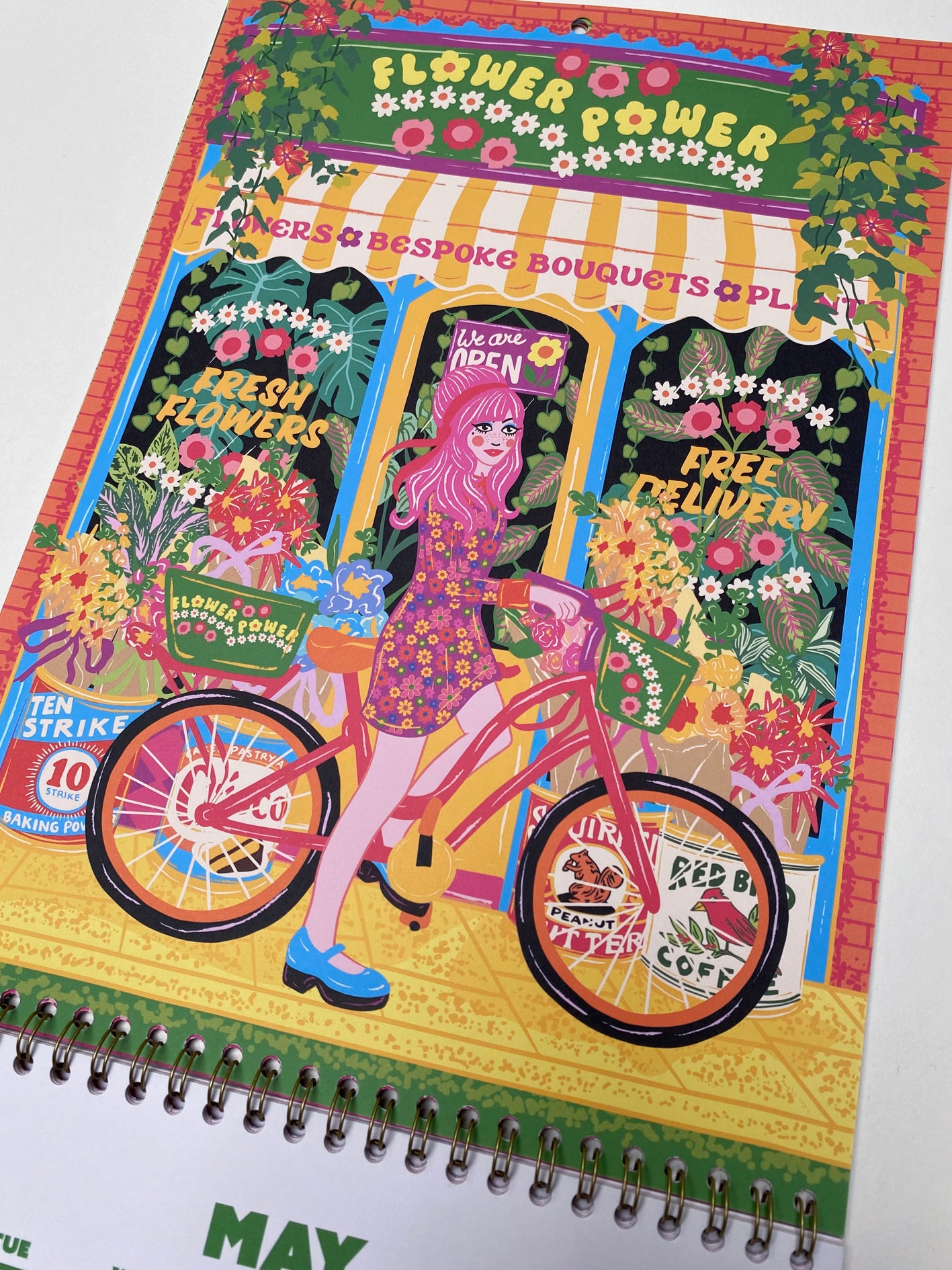 2026 Illustrated Wall Calendar - Retro Shopfronts 2026 Year Planner - 12 Month Hanging Calendar