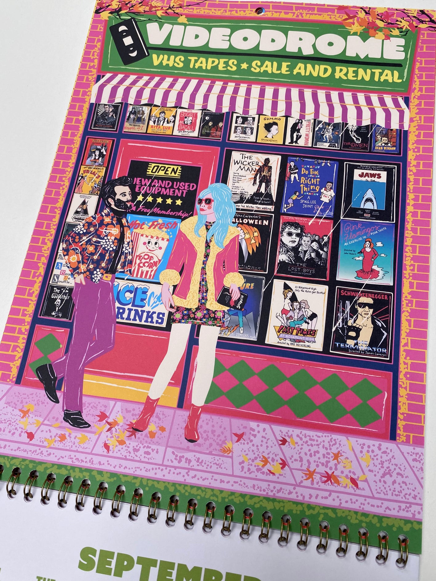 2026 Illustrated Wall Calendar - Retro Shopfronts 2026 Year Planner - 12 Month Hanging Calendar