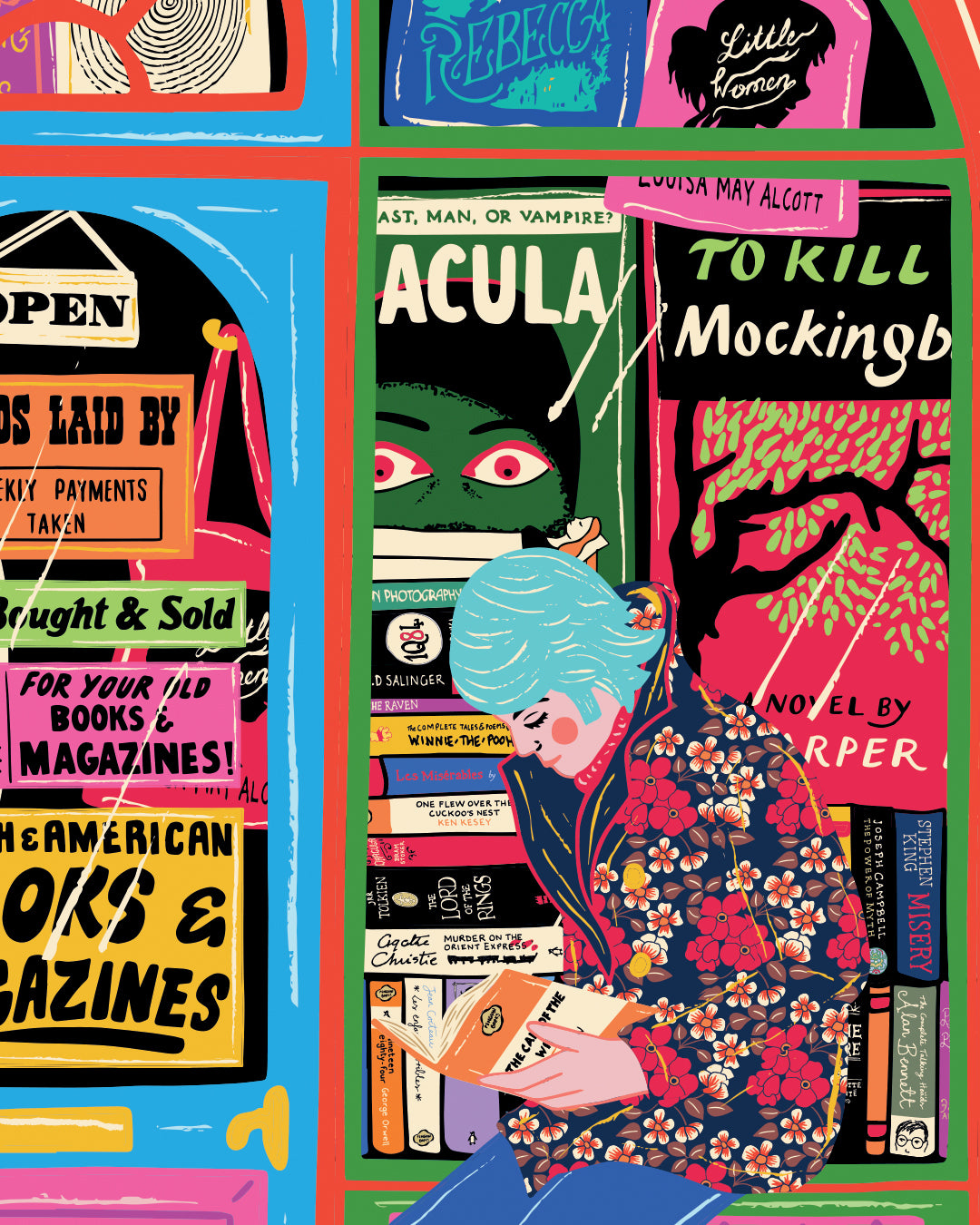 Book Shop Front Art Print - Treat Your Shelf Poster - Bookworm Print - Reading Poster