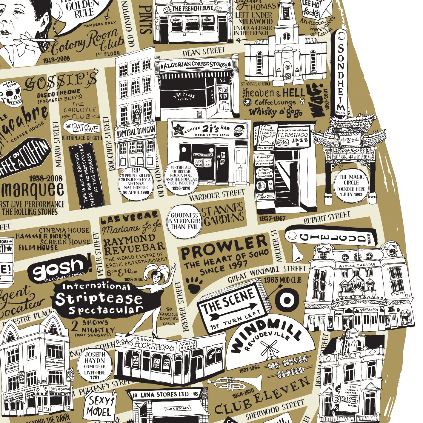 Soho London - Illustrated Map Print