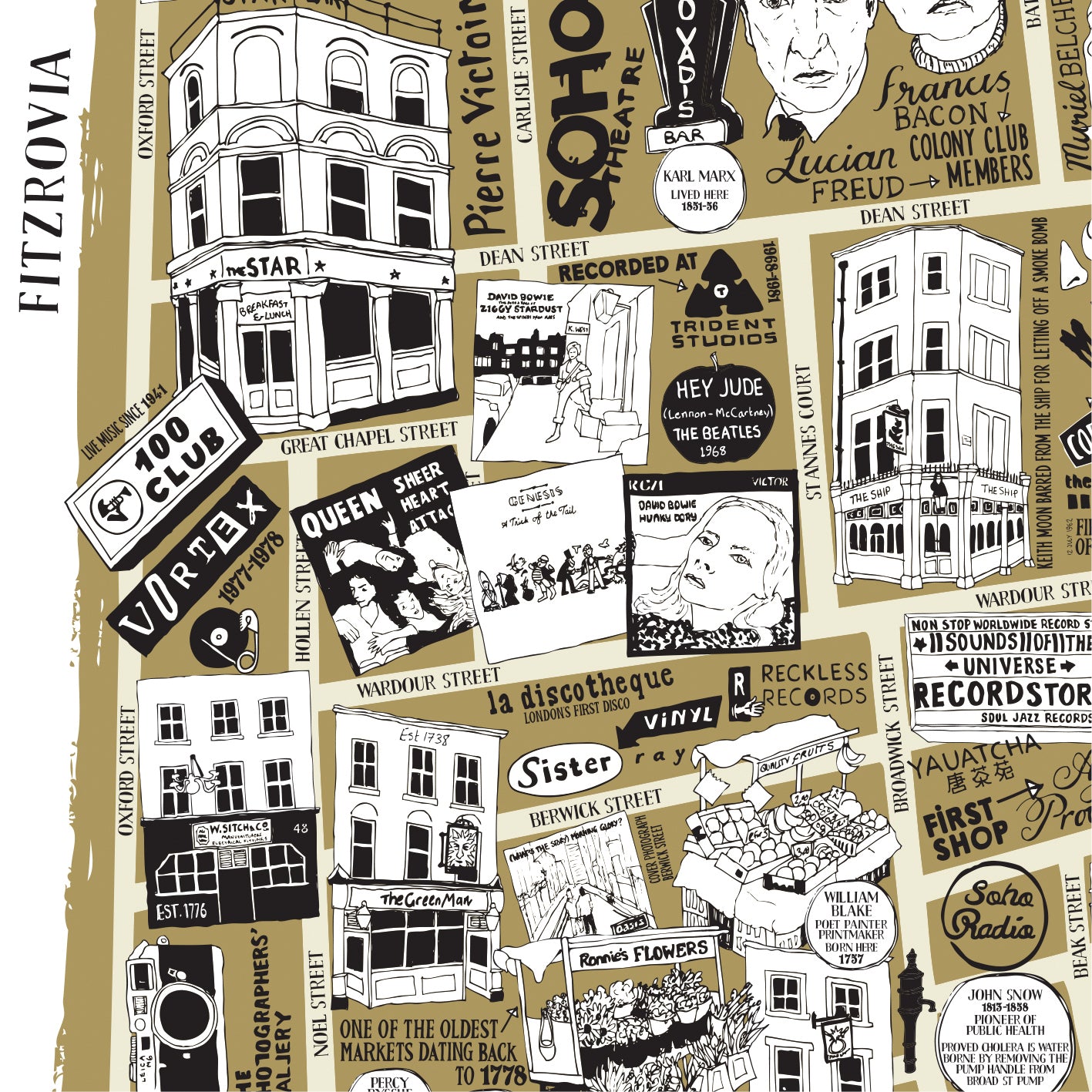 Soho London - Illustrated Map Print