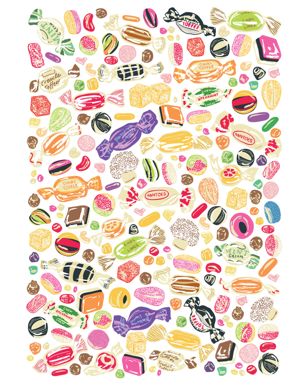 Retro Sweets Print - Old Fashioned Sweet Jar Poster