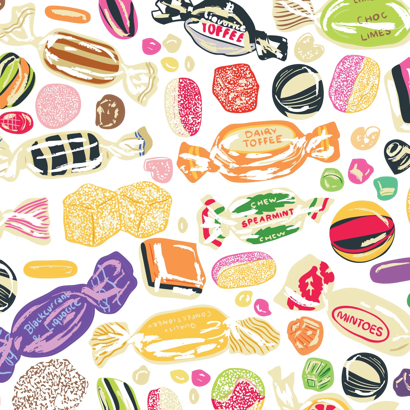 Retro Sweets Print - Old Fashioned Sweet Jar Poster