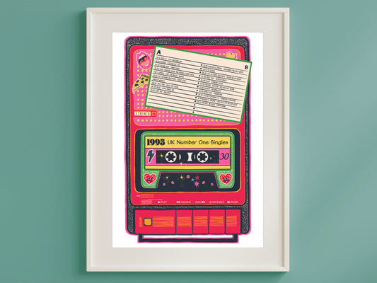 30th Birthday Gift - Number One Chart Singles 1995 Print