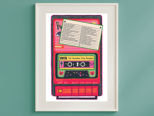 50th Birthday Gift - Number One Chart Singles 1975 Print - Poster