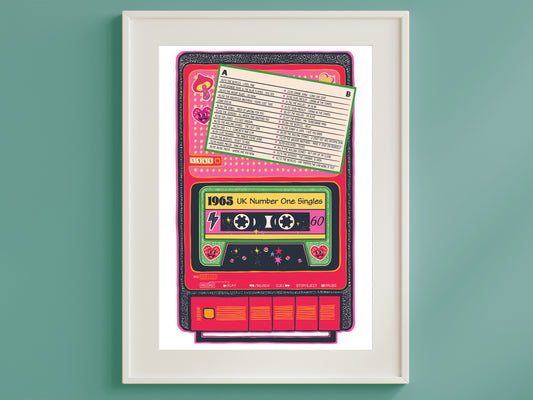 60th Birthday Gift - Number One Chart Singles 1965 Print