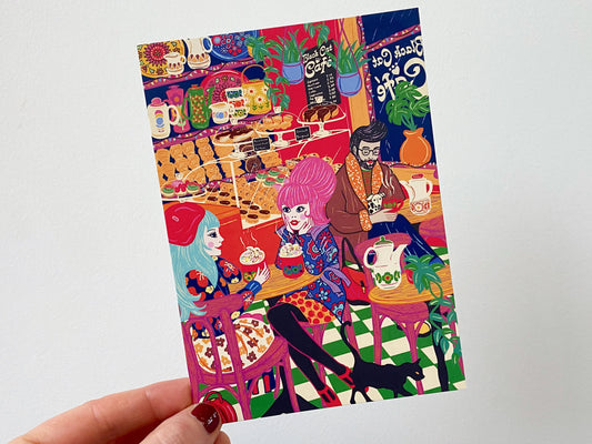 Coffee Shop Art Postcard - Café Postcard