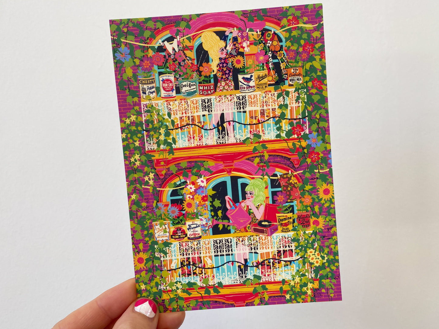 Summer Balcony Art Postcard - Gardening Postcard