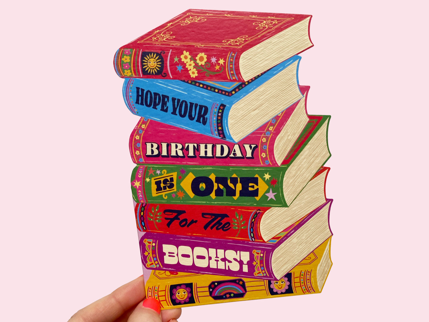 One For The Books Birthday Card - Bookworm Die-Cut Birthday Greeting Card
