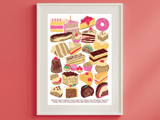 Alphabet Of Cake Print - A-Z Of Cakes Poster