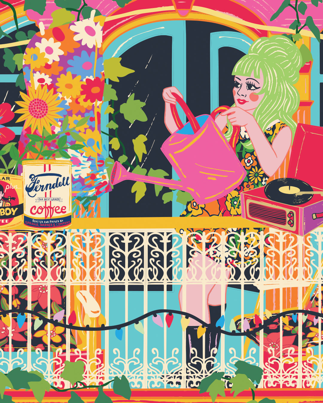 Summer Garden Balcony Art Print - Balcony Garden Poster