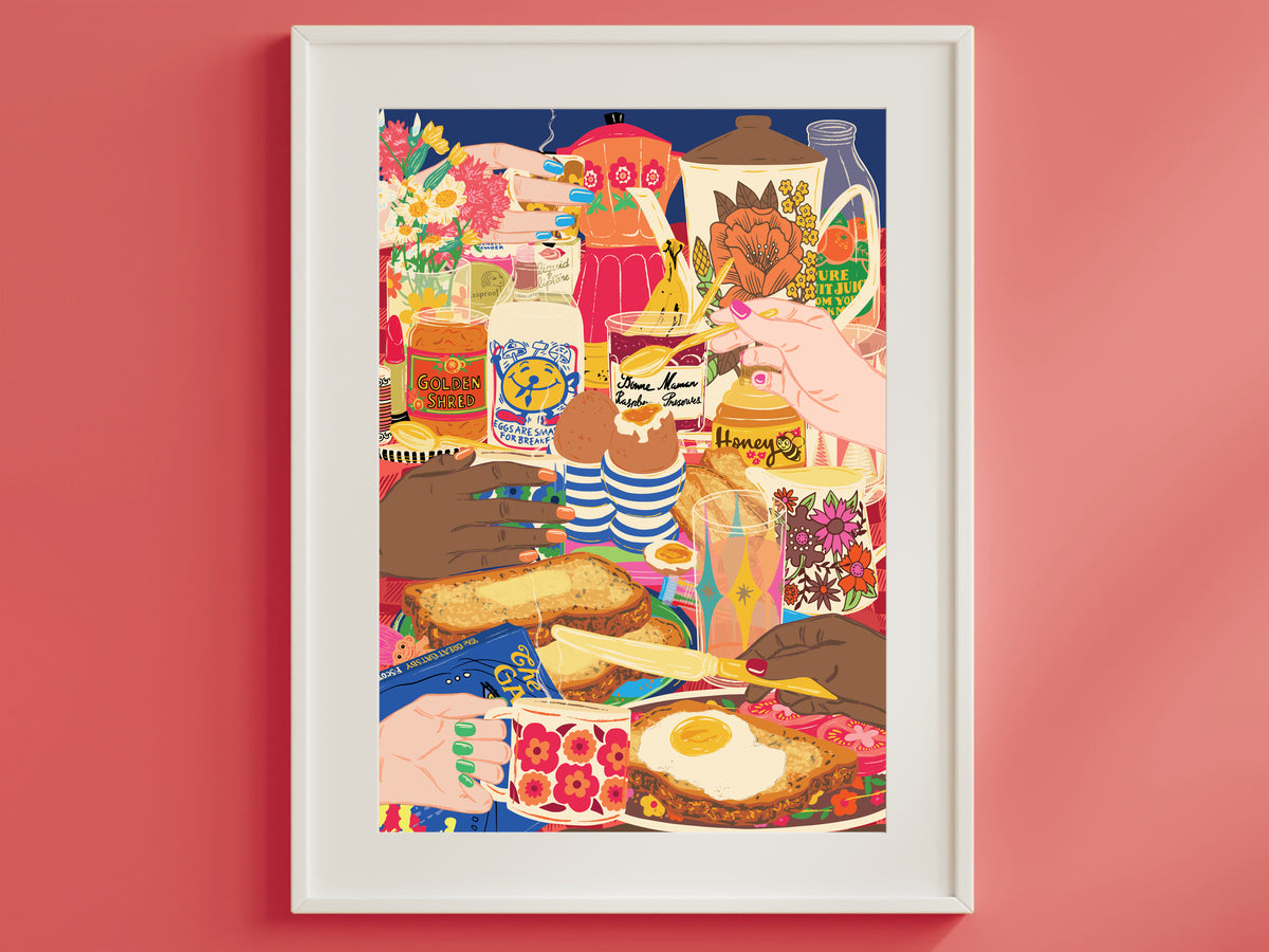 Vintage Breakfast Poster - Retro Breakfast Eggs Brunch Print