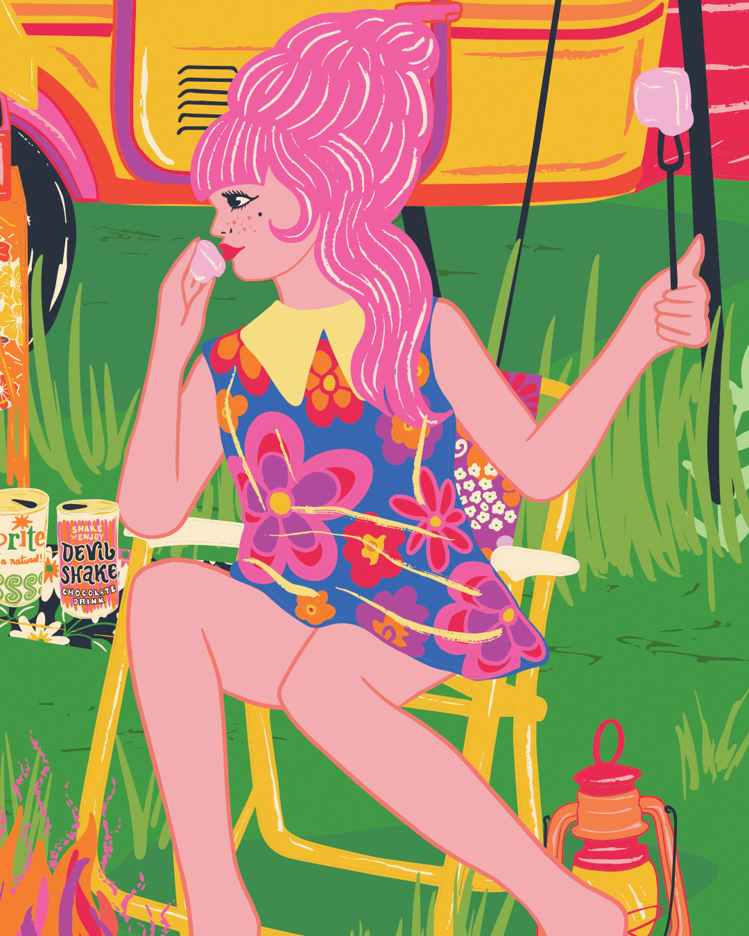 Camping Caravan Poster - Retro Camping Poster