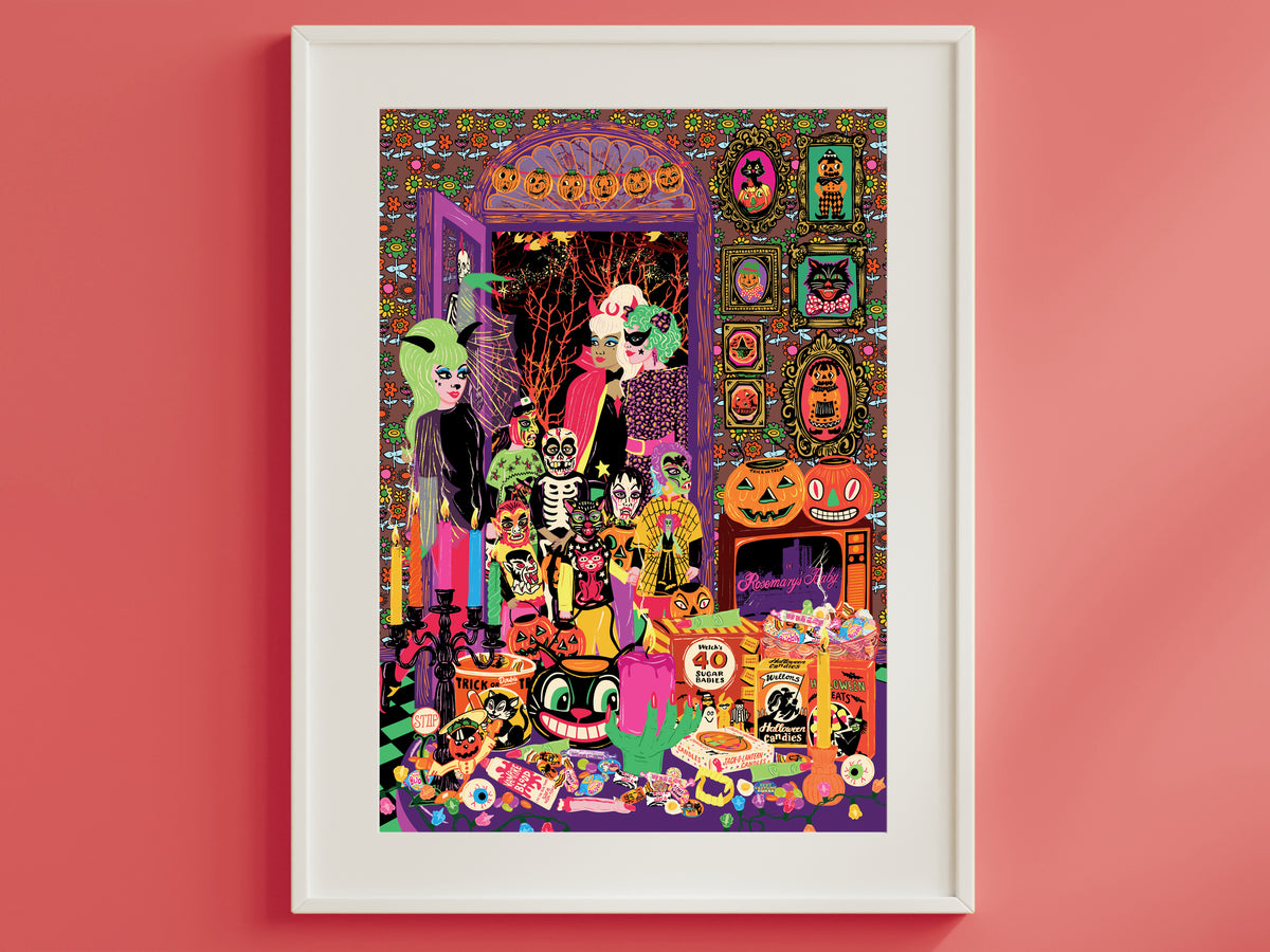 Halloween Costume Party Poster - Halloween Trick or Treat Print - Retro Costume Party - Fancy Dress