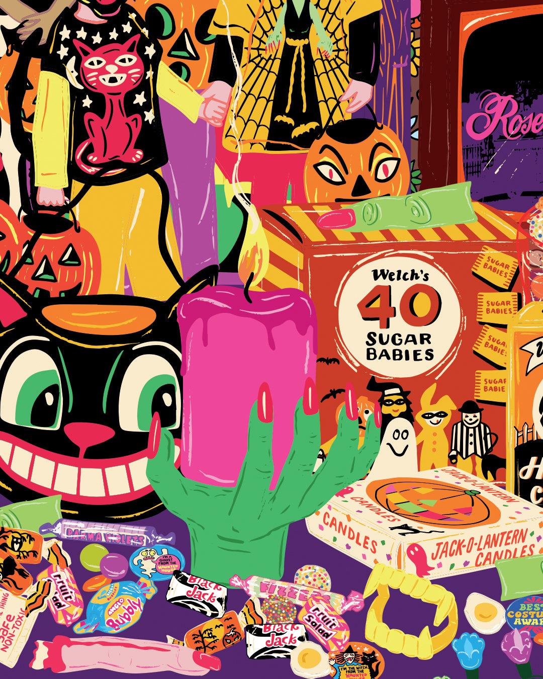 Halloween Costume Party Poster - Halloween Trick or Treat Print - Retro Costume Party - Fancy Dress