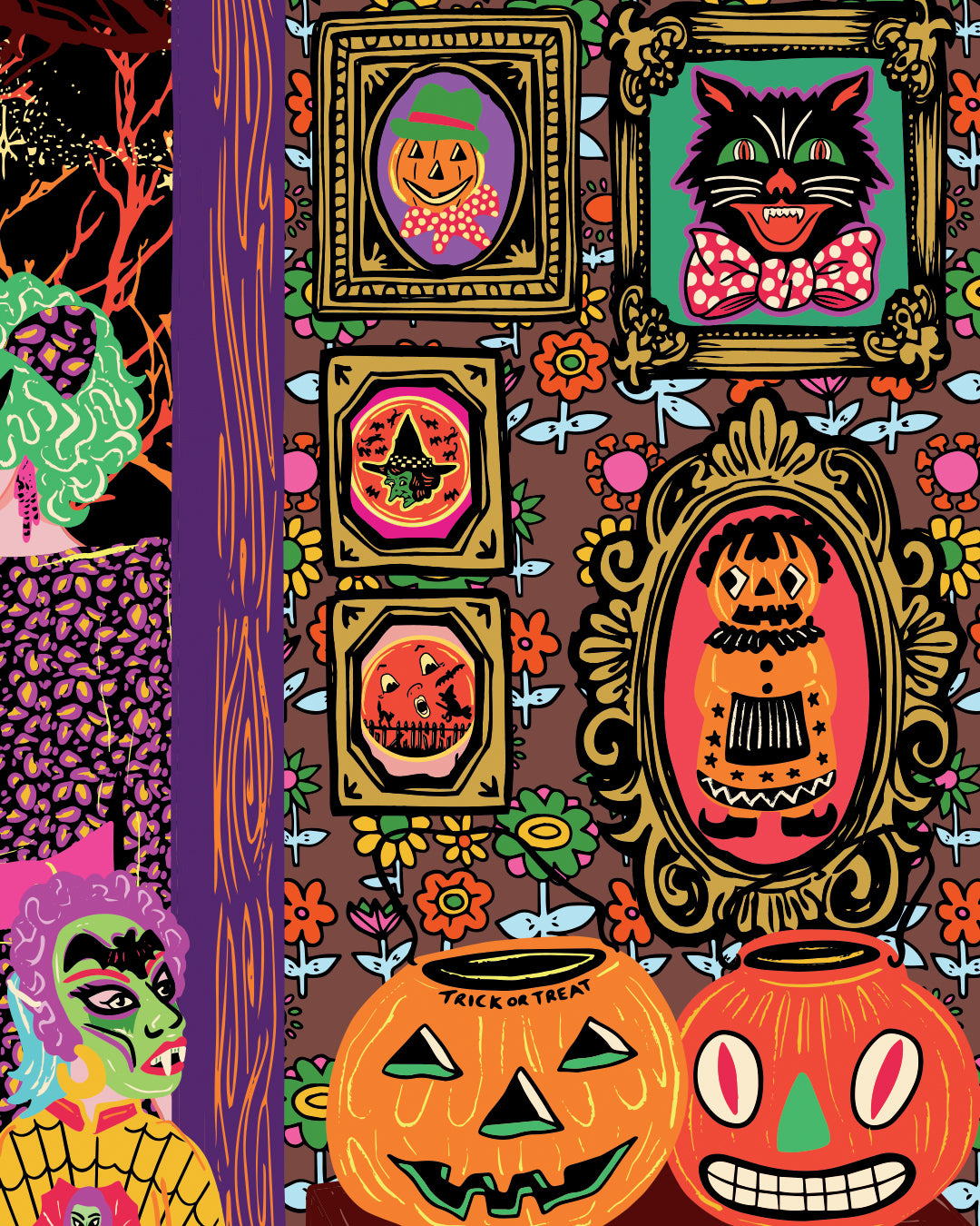 Halloween Costume Party Poster - Halloween Trick or Treat Print - Retro Costume Party - Fancy Dress