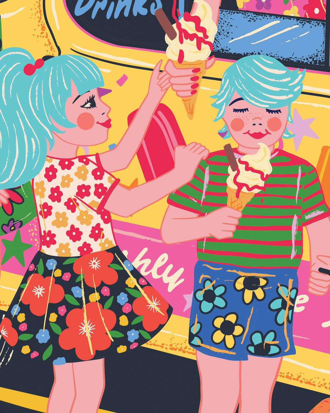 Ice Cream Van Poster - Retro Ice Lolly Poster