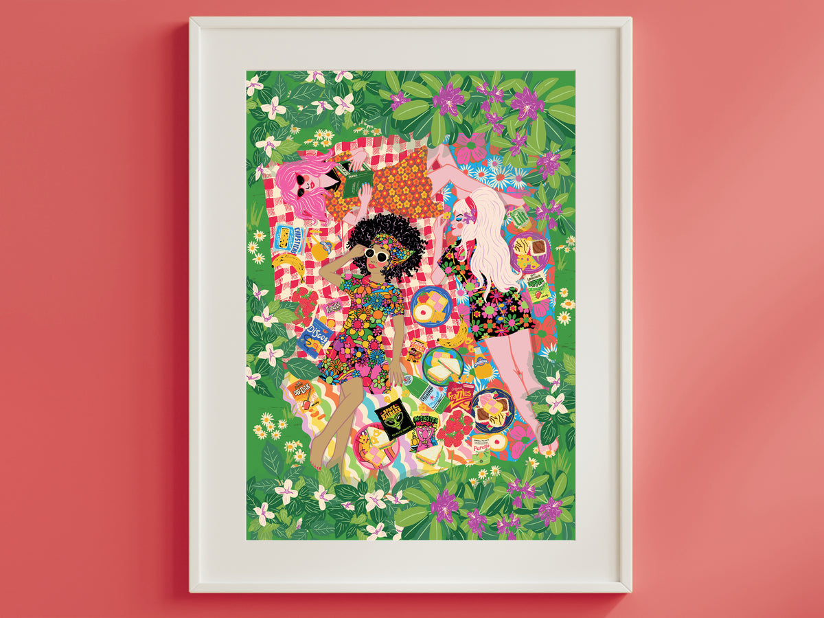 Retro Picnic Print - Picnic Lunch Food Dining Poster