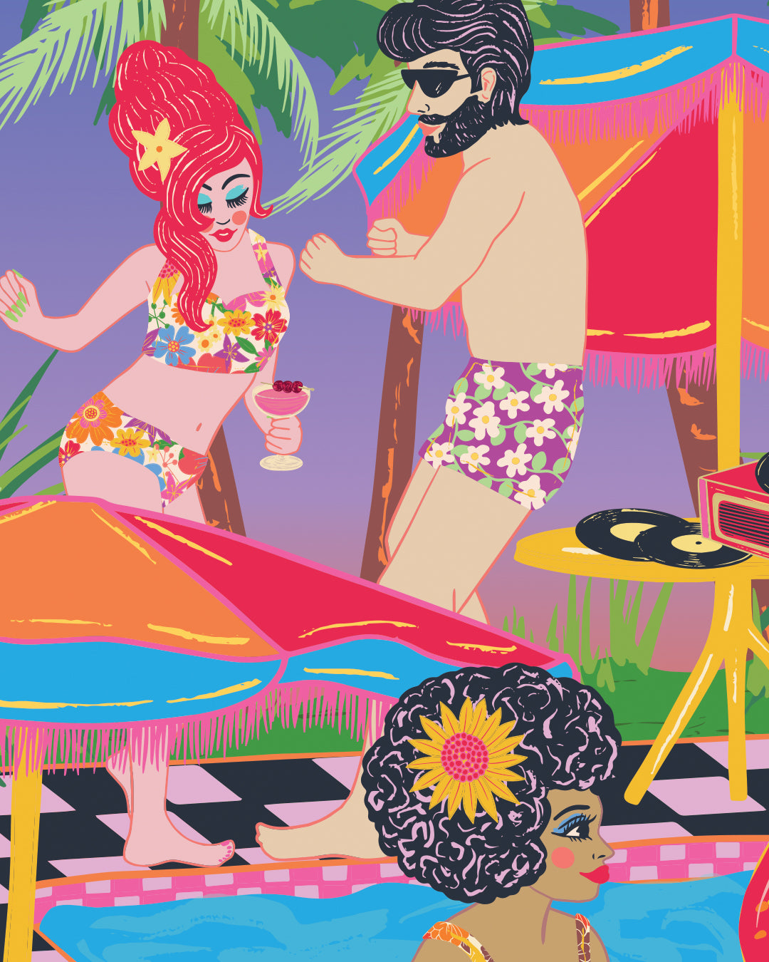 Pool Party Poster - Retro Swimming Pool Poster