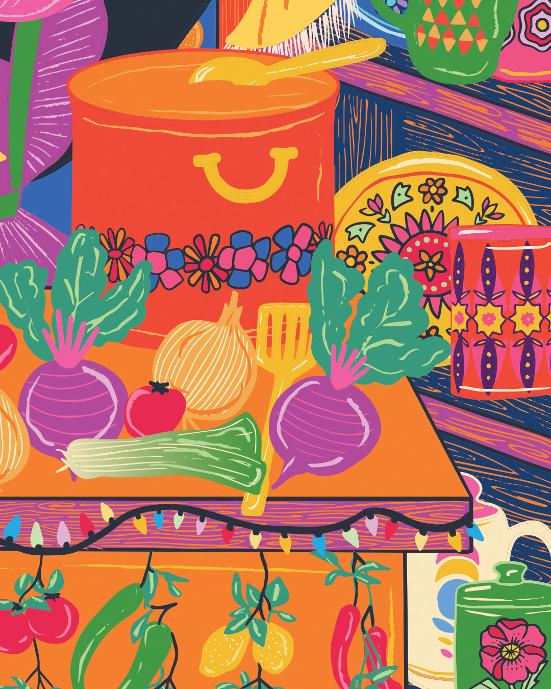 Kitchen Art Print - Food Lovers Poster - Soups Stews and Crusty Bread Poster