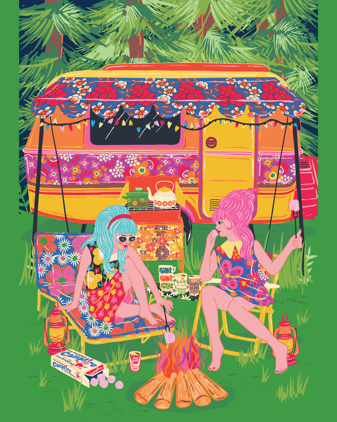 Camping Caravan Poster - Retro Camping Poster