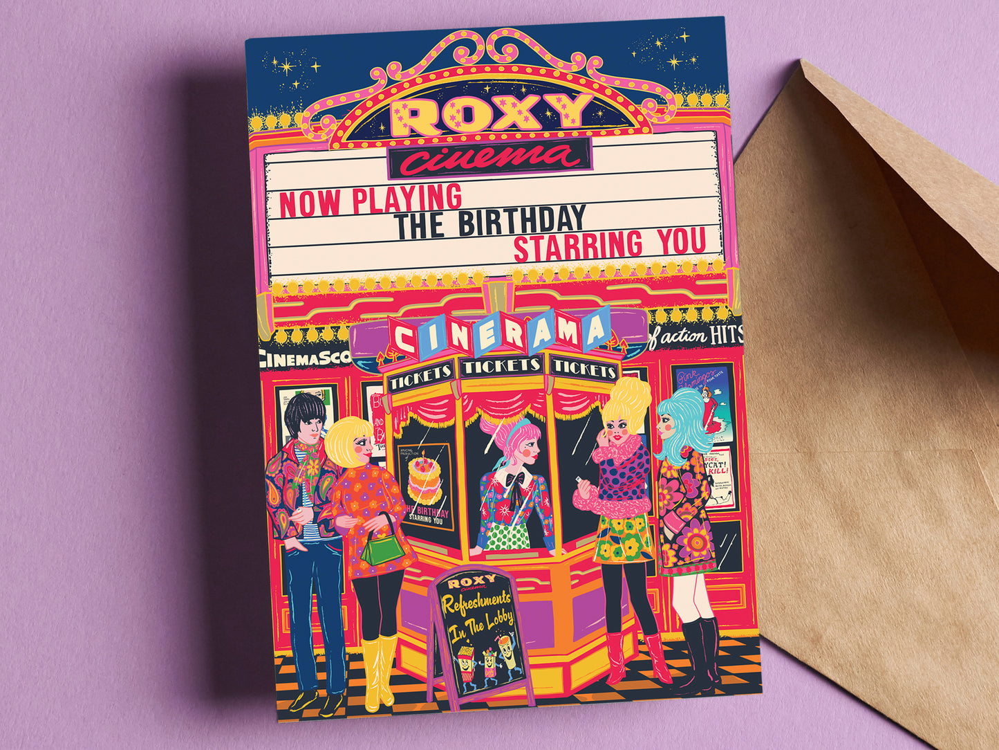 Cinema Birthday Card - Retro Movie Birthday Card - Classic Film Art House Cinema Birthday Card