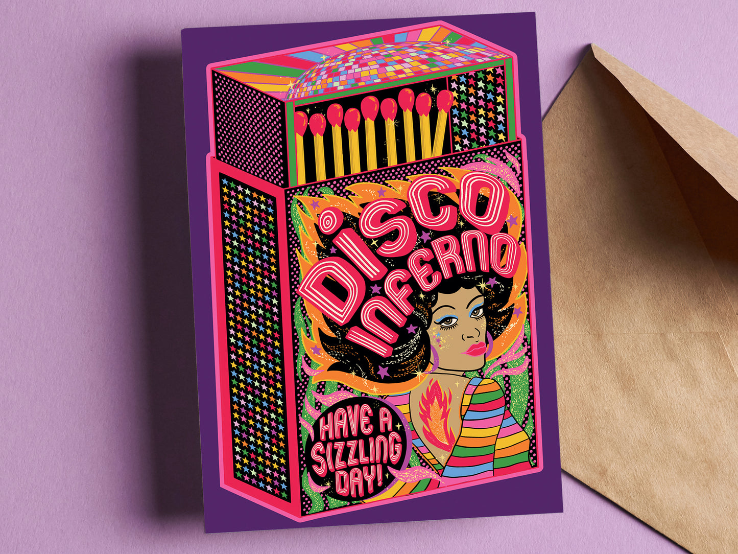 Disco Inferno Birthday Card - Disco Diva Birthday Card - Sizzling Birthday