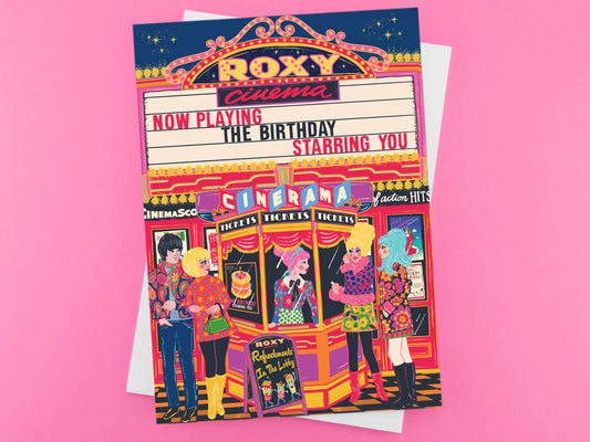 Cinema Birthday Card - Retro Movie Birthday Card - Classic Film Art House Cinema Birthday Card