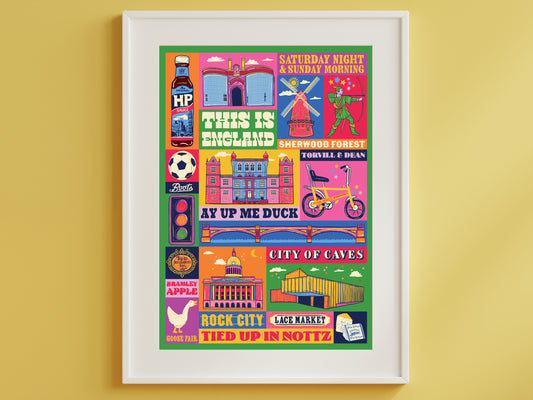 Nottingham Poster - Nottingham England Art Print - Graduation - Housewarming Gift