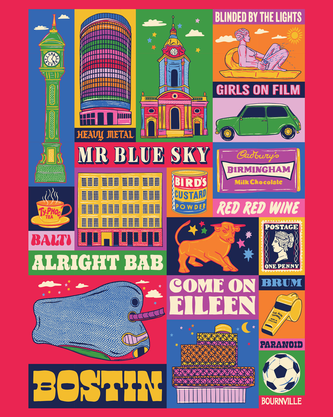 Birmingham Poster - Birmingham England Art Print - Graduation - Housewarming Gift
