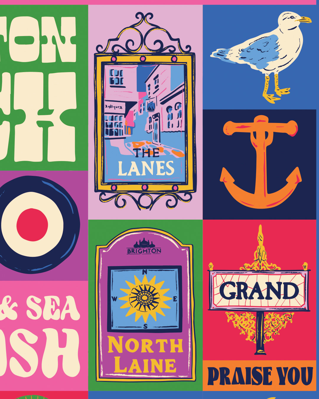 Brighton and Hove Poster - Brighton England Art Print - Graduation - Housewarming Gift