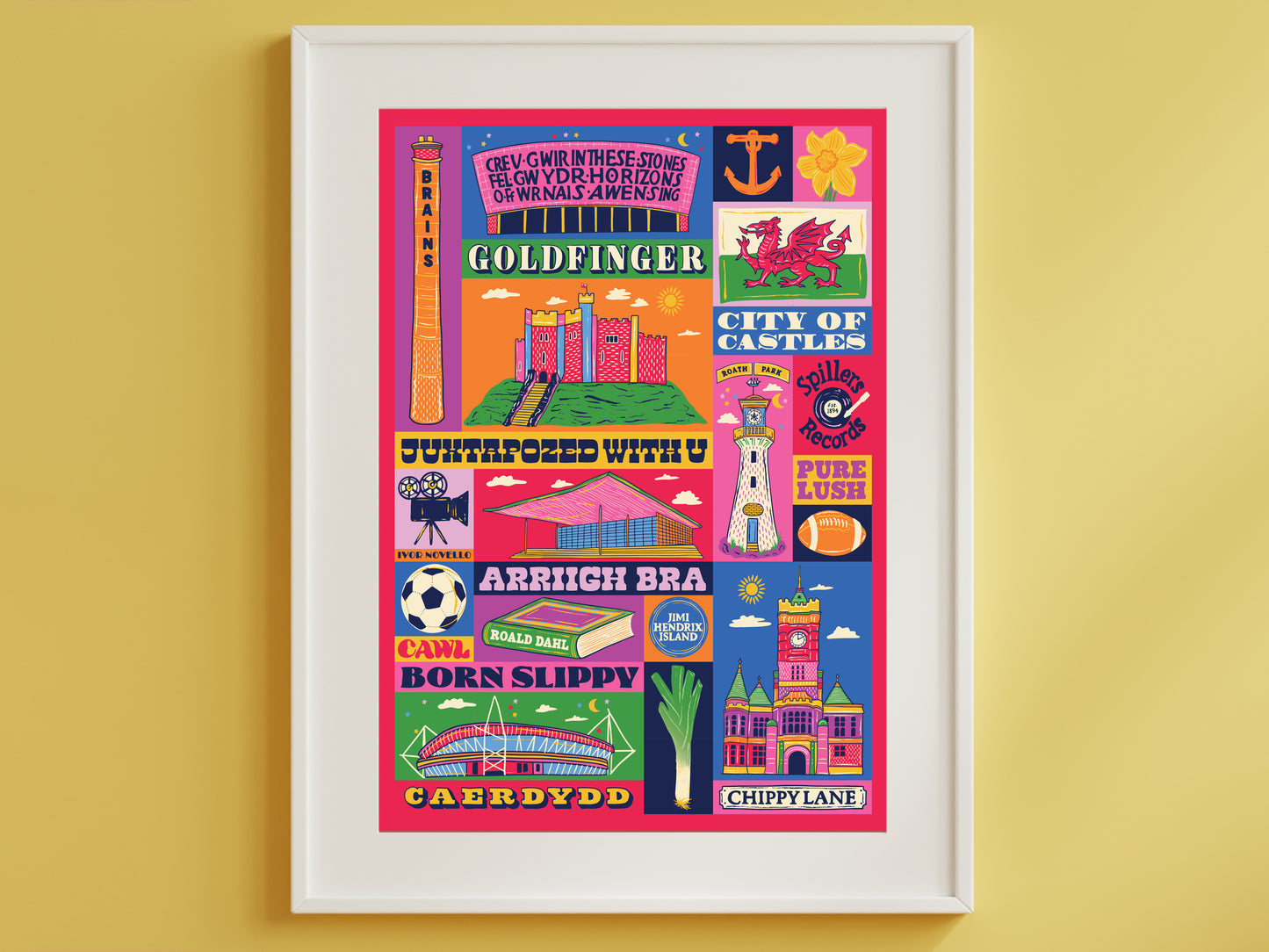 Cardiff Poster - Cardiff Wales Art Print - Welsh Print - Graduation - Housewarming Gift