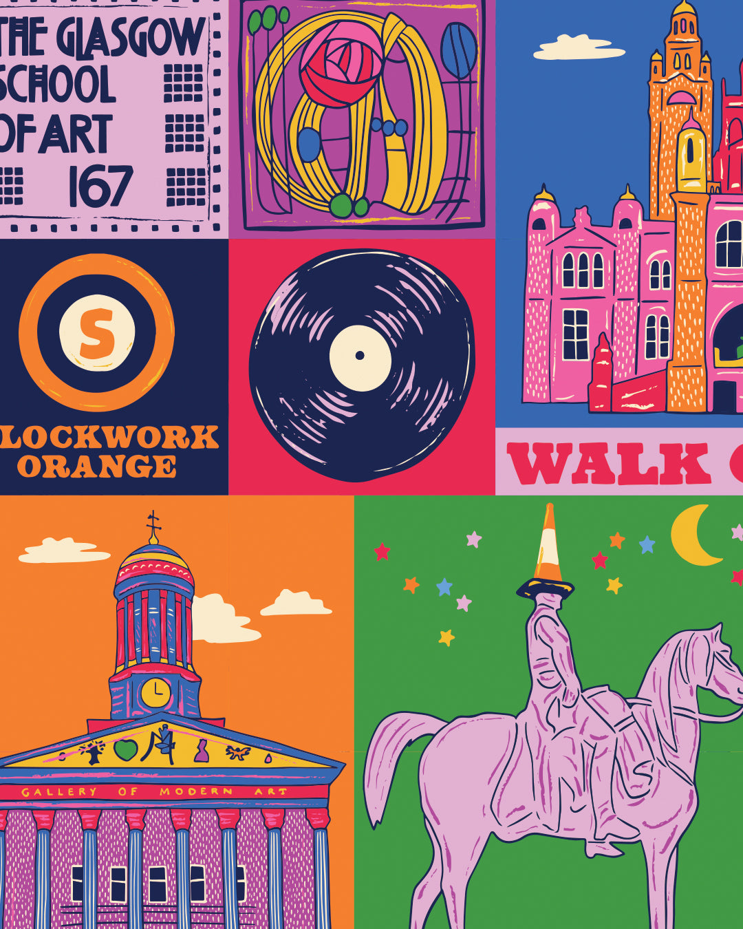 Glasgow Poster - Glasgow Scotland Art Print - Graduation - Housewarming Gift